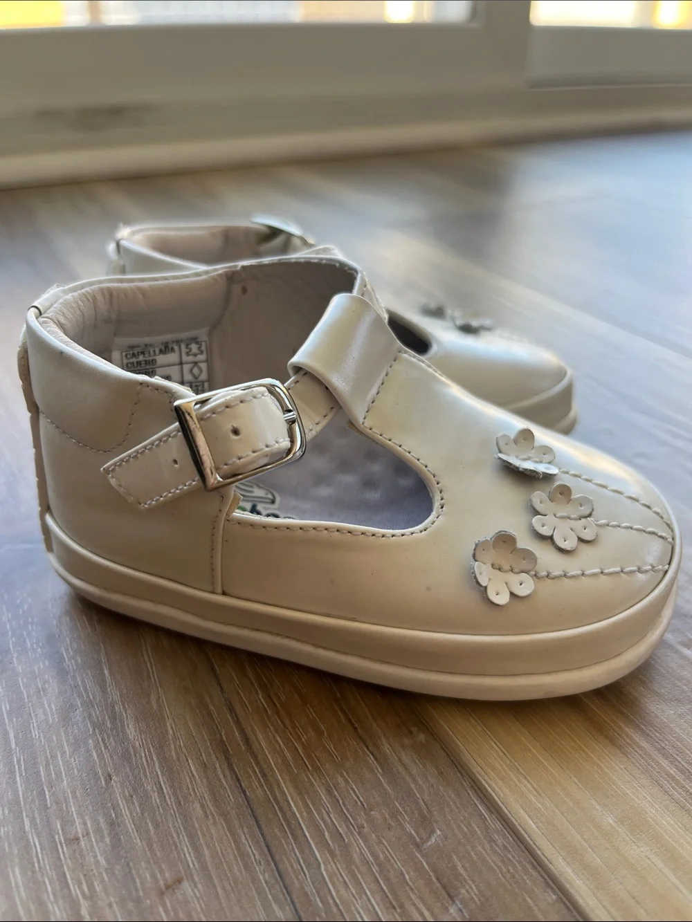 Baby Pearl Floral T-Strap Dress Shoes